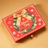 Calendario de Cuenta Regresiva de Navidad Caja Sorpresa de Regalo Caja de Calendario Magnética Roja con Tapa abatible Caja de Calendario Navideño Transfronteriza Personalización