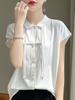 Cárdigan de punto estilo chino nacional para mujer, de manga corta, estilo vintage de verano, con hebillas, cuello tipo polo holgado, sin mangas, 24 unidades