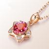 Zhenrong Europeo y Americano Nuevo 1 quilate Imitación Colgante de Turmalina Roja Chapado Collar de Oro Rosa de 18K Joyería de Tesoro de Color para Mujer