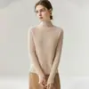 Suéter Feminino de Cashmere 100% Puro com Gola Alta Canelada, Design de Nicho, Tendência, Emagrecimento