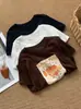 Camiseta de Algodón con Estampado de Cesta y Tacto a Lino para Mujer, Estilo de Nicho a la Moda con Cordón Lateral, Cuello Redondo, Estilo Coreano, Top que Reduce la Edad para Verano