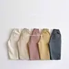 Pantalones rectos holgados de color liso, unisex, estilo coreano moderno INS, pantalones largos de algodón de grado A para niños, primavera/otoño, pantalones zanahoria