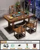 Juego Grande de Mesa de Té y Sillas de Madera Maciza, Una Mesa y Cinco Sillas, Mesa de Té de Estilo Chino Nuevo, Adecuado para Oficina o Uso en Casa, Estación para Preparar Té