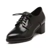 Zapatos de vestir retro con cordones Europa y América 40 Zapatos de vestir Comercio exterior Primavera y Otoño Tacón medio Zapatos Romanos talla grande Puntiagudos Gruesos Zapatos de Mujer 43 Nuevos