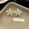 Aretes de Flor de Circonia de Colores Estilo Coreano con un Toque de Lujo, Frescos y Elegantes, Aretes de Diseño Versátil y Único para Mujeres