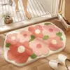 Alfombra de felpa de cachemira sintética floral transfronteriza para baño, dormitorio y inodoro, absorbente y antideslizante, al por mayor