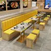 Mesa y Sillas de Comedor de Pizarra Comerciales, Restaurante de Comida Rápida, Tienda de Fideos, Cafetería, Tienda de Té de Leche, Taburete de Madera Maciza, Combinación de Cabina de Mesa y Sillas de Comedor