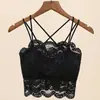 Camisola de Encaje Hermosa Espalda Chaleco Mujer Puro Deseo Sexy Ropa Exterior Ropa Interior con Almohadilla en el Pecho Banda Talla Grande Verano Delgado Transpirable