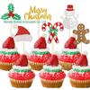 24 Peças Toppers para Cupcake de Natal, Toppers para Cupcake Feliz Natal, Cupcake de Natal
