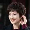WB Peluca para Mujer de Pelo Corto Cobertura Completa de Cabeza Cabello Humano Real Estilo Mamá de Mediana Edad y Anciana Cobertura Completa de Cabello Real Pelo Corto Rizado Cabello Real