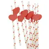 Pajita de Papel Desechable Biodegradable Pajita Creativa de Corazón para San Valentín Decoración para Hornear Pastel Insertable Té con Leche