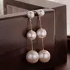 Brincos elegantes com borla longa, contas de algodão, brincos de luxo leve, alta qualidade, novos brincos da moda de verão, frescos