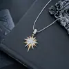 Collar para Hombres y Mujeres Transfronterizo Nueva Moda Versátil Estrella de Ocho Puntas Cobre Chapado en Oro Zirconia Colgante Collar Cadena de Clavícula de Acero de Titanio