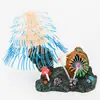 Adornos de Silicona para Paisajismo de Acuario, Árbol de Navidad Pequeño, Base de Resina de Coral, Plantas Verdes tipo Bonsái, Montaña Artificial, Tanque de Peces