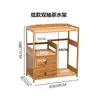 Gabinete de Té Móvil Gabinete Lateral de Cocina Estante para Té Estante Cubo Estante de Almacenamiento de Madera Maciza de Bambú Mesa Lateral de Mesa de Té