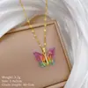 [Acero de Titanio] Collar de Diamantes Elegante y Precioso de Lujo Ligero de Moda con Personalidad de Mariposa Colorida para Mujer Cadena Clavicular Combinable Acero de Titanio
