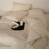 Juego de cama de cuatro piezas de algodón Tianzhu hilado de color para dormir desnudo estilo japonés, funda nórdica, sábana bajera, ropa de cama