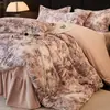 Temporada de Invierno Juego de Cama de Vellón de Leche de Cuatro Piezas Estilo Colcha Vellón de Doble Cara Cálido Engrosado Funda de Edredón Vellón de Coral 1.8m Suministros