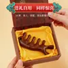 Peine de masaje de sándalo con forma de delfín, peine meridiano para la cabeza, peine de dientes anchos, artefacto multifuncional para la terapia capilar, peine de madera, caja de regalo para personas