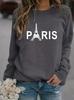 Sudadera con Estampado de París Casual Manga Larga Cuello Redondo