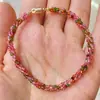 Colar Torcido Multifacetado de Granada Natural, Gargantilha da Moda com Contas de Arroz em Formato de Bola de Futebol, Pulseira Colorida de Turmalina e Espinélio para Melhor Amiga