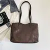 Bolsa Tote Fashion Personalizada Cor Sólida Textura Retrô 2026 Outono Nova Casual Trabalho Deslocamento Elegante Bolsa de Ombro Único