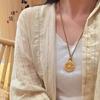 Tienda de oro con accesorios de bricolaje de oro, colgante de cuatro cuadrados de jufu con diamante hueco, nuevo collar de disco chino, cadena de clavícula