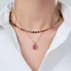 Collar con Colgante de Piedra Natural Vintage Tendencia en Tiktok para Mujer, Cadena para Clavícula de Turmalina con un Toque de Lujo Ligero, Gargantilla de Suéter de Nicho