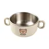 Cubiertos Personalizados para Niños, Plato para Comer Anticaídas, Plato de Doble Capa con Asa y Doble Oreja, Juego de Vajilla para Bebé para el Hogar