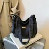 Bolsa Feminina Jeans Fosco 2026 Novo Estilo Alça Larga Moda Casual Grande Capacidade Simples Uma Alça Transversal Tote Bag