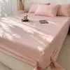 Nueva sábana bajera de algodón de fibra larga, clase A, 60 hilos, para camas individuales y dobles, color liso, funda de cama 100% algodón