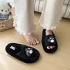 Pantuflas de algodón para interior de punta abierta, suela plana, forradas de felpa, estilo cómodo, suela suave, sandalias de una tira, para mujer, lindas, otoño/invierno, hogar, caricatura