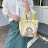 Bolsa de Mano con Dibujos Animados Lindos al por Mayor Bolsa de Lona de Gran Capacidad para Mujer Bolsa para Fiambrera de Viaje Bolsa Pequeña de Tela Portátil