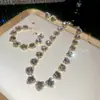 Brincos Anel Oval de Zircônia Colar Feminino Personalizado Exquisito Moda Corrente Clavícula Conjunto de Joias de Luxo Leve Alto Padrão