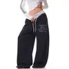 Pantalón de chándal para hombre y mujer, estilo americano, cintura de lunares con estampado de letras, dobladillo curvo, pierna ancha holgada para bailar, nuevo modelo 2026