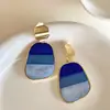 Pendientes ovalados de acetato estilo étnico con pasador de plata, pendientes colgantes vintage bohemios, pendientes de moda de nicho de alta gama
