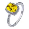 Desejo Hot Selling Multicolor Color Treasure Ring Europeu e Americano Comércio Exterior Clássico Quadrado Anel de Noivado com Diamante Banhado a Prata 925 Joias para as Mãos