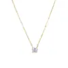 Colar de Prata de Lei S925 Banhado a Ouro 18K com Diamante Único e Cravação de Quatro Garras, Clássico e Atemporal, Versátil e Simples, Adequado para Uso Diário e no Trabalho, Corrente para Clavícula