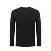 Uau Juventude Simples Fashionável Camiseta Base Gola Redonda Manga Longa Gola Alta Cor Sólida Meio Zíper Top Esportivo com Logo Bordado