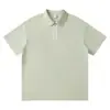 Nova Camisa Polo de Verão 220g Macia Leve Color Block Neon com Zíper Meio Aberto e Logo Personalizado, Casual Solta para Trabalho, em Estoque