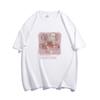 Camiseta de manga curta de algodão puro, pesada, branca e cinza, estilo Xiagang feminino, estilo americano chique, retrô, estilo sofisticado, blusa solta de meia manga