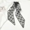 Bufanda larga pequeña de seda estilo francés Diadema tocado vintage estilo coreano Bufanda de seda para primavera y verano Bufanda de encaje Corbata para bolsa Corbata Cinta para el pelo