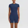 Conjunto de ropa de yoga y running para exteriores, estilo europeo y americano, transpirable, de manga corta, cintura alta, corte ajustado