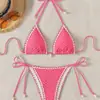 Bikini sexy de dos piezas, traje de baño de punto de tres piezas para la playa, nuevo traje de baño multicolor transfronterizo europeo y americano, traje de baño de Amazon
