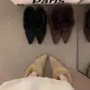 Sapatos Peludos Deslumbrantemente Bonitos, Modernos e Versáteis para Mulheres, Mules de Couro para Calçar Facilmente, Novo Modelo 2026, Sapatos de Salto Alto Exquisitos para Mulheres