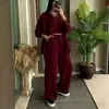Conjunto Feminino de Duas Peças Europeu e Americano Transfronteiriço Estilo Primavera Novo Temperamento Moderno Tamanho Plus Conjunto de Camisa com Aparência de Linho Calça Longa Solta de Cintura Alta