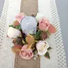 Corona de Candeleros de Hoja de Arce Rosa de Dos Tonos Flores Artificiales Atmósfera Romántica Boda Decoración del Hogar Mesa de Navidad Adornos de Dormitorio