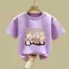 Camiseta de Manga Corta de Algodón Puro para Niñas Verano 2026 Nuevo Estilo Ropa Infantil Estilo Coreano Holgada y Elegante Dibujos Animados Estampados Top de Verano
