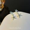 Ocean Star ~ Aretes de Estrella de Mar de Zircón Azul para Mujer Nicho Avanzado Únicos Delicados Dulces Aretes Joyería para la Oreja