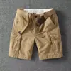 Shorts de Trabalho Verde Militar Japonês de Verão Calças de Cinco Pontos Masculinas Tendência Yu Wenle Soltas Retas Casuais Roupas Externas Calças de Comprimento Médio